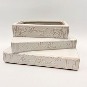 Timeless Beauty Ceramic Stacked Books Planter Cream Literary Classics Jane Eyre